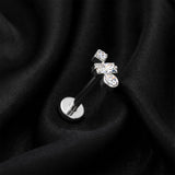Detail View 1 of Implant Grade Titanium OneFit Threadless Sparkle Gem Geometric Top Flat Back Stud Labret-Clear Gem