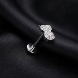 Detail View 1 of Implant Grade Titanium OneFit Threadless Sparkle Owl Top Flat Back Stud Labret-Clear Gem