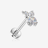 Implant Grade Titanium OneFit Threadless Sparkle Owl Top Flat Back Stud Labret-Clear Gem