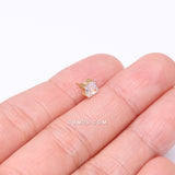 Detail View 2 of Implant Grade Titanium OneFit Threadless Golden Prong Set Square Gem Sparkle Top Part-Clear Gem