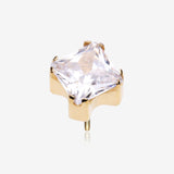 Implant Grade Titanium OneFit Threadless Golden Prong Set Square Gem Sparkle Top Part