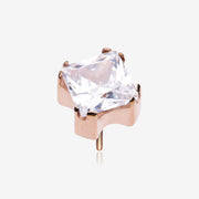 Implant Grade Titanium OneFit Threadless Rose Gold Prong Set Square Gem Sparkle Top Part