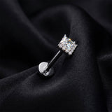 Detail View 1 of Implant Grade Titanium OneFit Threadless Diamante Square Sparkle Top Flat Back Stud Labret-Clear Gem