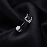 Detail View 1 of Implant Grade Titanium OneFit Threadless Diamante Square Sparkle Top Flat Back Stud Labret-Clear Gem/Black