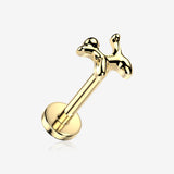 Implant Grade Titanium OneFit Threadless Golden Poodle Puppy Dog Top Flat Back Stud Labret