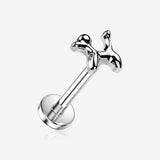 Implant Grade Titanium OneFit Threadless Poodle Puppy Dog Top Flat Back Stud Labret