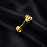 Detail View 1 of Implant Grade Titanium OneFit Threadless Golden Vintage Bee Top Flat Back Stud Labret