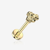 Implant Grade Titanium OneFit Threadless Golden Vintage Bee Top Flat Back Stud Labret