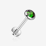 Implant Grade Titanium OneFit Threadless Flat Round Gem Sparkle Top Flat Back Stud Labret-Vitrail Medium