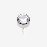 Implant Grade Titanium OneFit Threadless Bezel Round Gem Sparkle Top Part-Clear Gem
