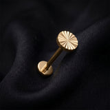 Detail View 1 of Implant Grade Titanium OneFit Threadless Golden Prism Ray Disc Top Flat Back Stud Labret