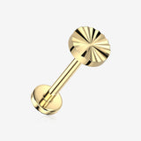 Implant Grade Titanium OneFit Threadless Golden Prism Ray Disc Top Flat Back Stud Labret