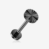 Implant Grade Titanium OneFit Threadless Blackline Prism Ray Disc Top Flat Back Stud Labret
