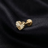 Detail View 1 of Implant Grade Titanium OneFit Threadless Golden Prism Ray Heart Top Flat Back Stud Labret
