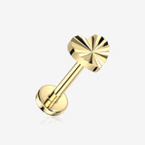 Implant Grade Titanium OneFit Threadless Golden Prism Ray Heart Top Flat Back Stud Labret