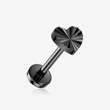 Implant Grade Titanium OneFit Threadless Blackline Prism Ray Heart Top Flat Back Stud Labret