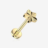 Implant Grade Titanium OneFit Threadless Golden Prism Ray Star Top Flat Back Stud Labret