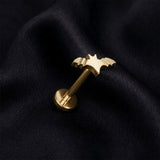 Detail View 1 of Implant Grade Titanium OneFit Threadless Golden Iconic Bat Top Flat Back Stud Labret