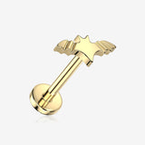 Implant Grade Titanium OneFit Threadless Golden Iconic Bat Top Flat Back Stud Labret