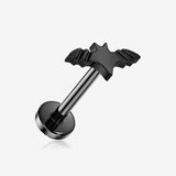 Implant Grade Titanium OneFit Threadless Blackline Iconic Bat Top Flat Back Stud Labret