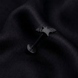 Detail View 1 of Implant Grade Titanium OneFit Threadless Blackline Iconic Bat Top Flat Back Stud Labret