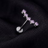 Detail View 1 of Implant Grade Titanium OneFit Threadless Bubble Journey Sparkle Top Flat Back Stud Labret-Amethyst