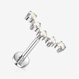 Implant Grade Titanium OneFit Threadless Bubble Journey Sparkle Top Flat Back Stud Labret-Aurora Borealis