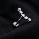 Detail View 1 of Implant Grade Titanium OneFit Threadless Bubble Journey Sparkle Top Flat Back Stud Labret-Aurora Borealis