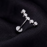 Detail View 1 of Implant Grade Titanium OneFit Threadless Bubble Journey Sparkle Top Flat Back Stud Labret-Clear Gem