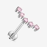 Implant Grade Titanium OneFit Threadless Bubble Journey Sparkle Top Flat Back Stud Labret-Pink