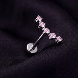 Detail View 1 of Implant Grade Titanium OneFit Threadless Bubble Journey Sparkle Top Flat Back Stud Labret-Pink