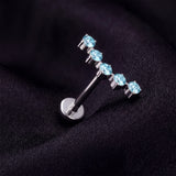 Detail View 1 of Implant Grade Titanium OneFit Threadless Bubble Journey Sparkle Top Flat Back Stud Labret-Aqua