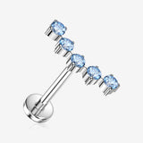 Implant Grade Titanium OneFit Threadless Bubble Journey Sparkle Top Flat Back Stud Labret-Aqua