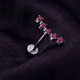 Detail View 1 of Implant Grade Titanium OneFit Threadless Bubble Journey Sparkle Top Flat Back Stud Labret-Red