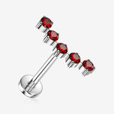Implant Grade Titanium OneFit Threadless Bubble Journey Sparkle Top Flat Back Stud Labret-Red