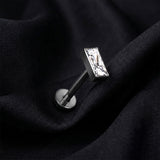 Detail View 1 of Implant Grade Titanium OneFit Threadless Blackline Rectangular Gem Top Flat Back Stud Labret-Clear Gem