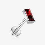 Implant Grade Titanium OneFit Threadless Rectangular Gem Top Flat Back Stud Labret-Red