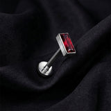 Detail View 1 of Implant Grade Titanium OneFit Threadless Rectangular Gem Top Flat Back Stud Labret-Red