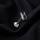 Detail View 1 of Implant Grade Titanium OneFit Threadless Rectangular Gem Top Flat Back Stud Labret-Vitrail Medium