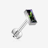 Implant Grade Titanium OneFit Threadless Rectangular Gem Top Flat Back Stud Labret-Vitrail Medium