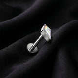 Detail View 1 of Implant Grade Titanium OneFit Threadless Kite Gem Sparkle Top Flat Back Stud Labret-Aurora Borealis