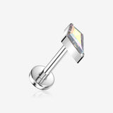 Implant Grade Titanium OneFit Threadless Kite Gem Sparkle Top Flat Back Stud Labret-Aurora Borealis
