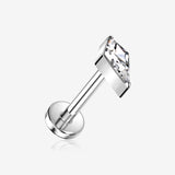 Implant Grade Titanium OneFit Threadless Kite Gem Sparkle Top Flat Back Stud Labret-Clear Gem