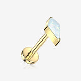 Implant Grade Titanium OneFit Threadless Golden Kite Opal Sparkle Top Flat Back Stud Labret-White