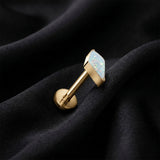 Detail View 1 of Implant Grade Titanium OneFit Threadless Golden Kite Opal Sparkle Top Flat Back Stud Labret-White