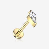 Implant Grade Titanium OneFit Threadless Golden Kite Gem Sparkle Top Flat Back Stud Labret-Clear Gem