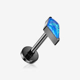 Implant Grade Titanium OneFit Threadless Blackline Kite Opal Sparkle Top Flat Back Stud Labret-Blue