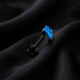 Detail View 1 of Implant Grade Titanium OneFit Threadless Blackline Kite Opal Sparkle Top Flat Back Stud Labret-Blue