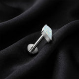 Detail View 1 of Implant Grade Titanium OneFit Threadless Kite Opal Sparkle Top Flat Back Stud Labret-White