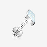 Implant Grade Titanium OneFit Threadless Kite Opal Sparkle Top Flat Back Stud Labret-White